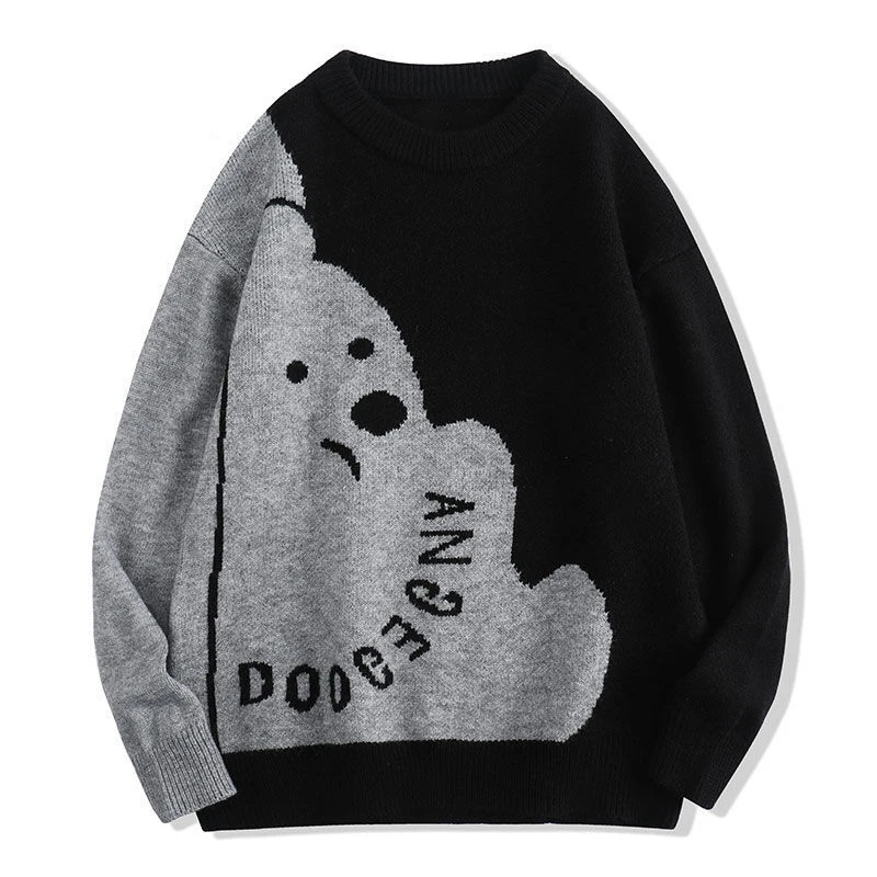 

Зимний женский пуловер с маленьким медведем, толстый базовый свитер, Мягкий трикотажный джемпер с круглым вырезом, Женская весенняя одежда
