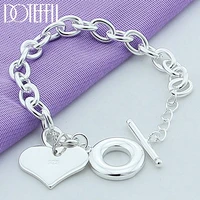 doteffil 925 sterling silver heart pendant bracelet ot buckle for woman charm wedding engagement fashion party jewelry