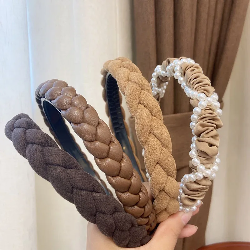 

Fashion Wide Hair Bands For Women Headdress Solid Color Cloth Headband Bezel Girls Hairband Hair Hoop Female Hair Accessories