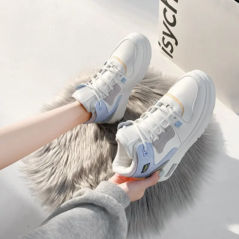 

Women Casual Shoes 2020 Leather Fashion Women Sneakers Shoes Flats Platform Warm Plush Women Shoes Breathable off Winter shoes