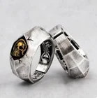 Ретро Модные готические высокие вязаные Стиль кольцо свободного покроя ювелирных изделий Золотое кольцо с черепом для мужчин