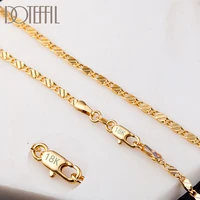 doteffil 925 sterling silver 1618202224262830 inch 2mm gold charm chain necklace for women man wedding fashion jewelry