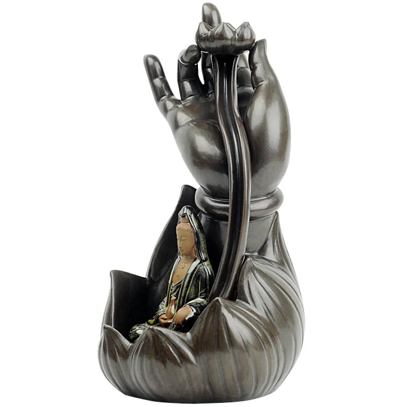 Будды ручной Ладан горелки Керамика обратный дымовой поток Ароматические