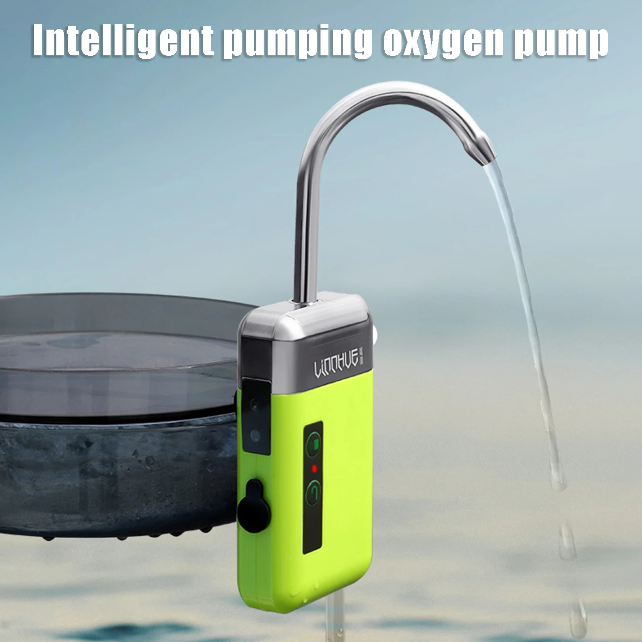 

1Pc LINNHUE Aquarium Air Pump Outdoor Portable Small Three-in-One Sensing Charging Pumping Water Oxygen Pump LED Lighting