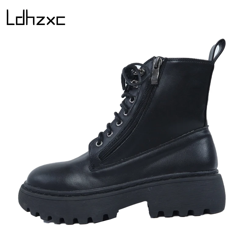 

LDHZXC 2020 Fashion Ankle Boots high Heel Comfortable platform Boots For Women With Heels Black Female Footwear Outside New