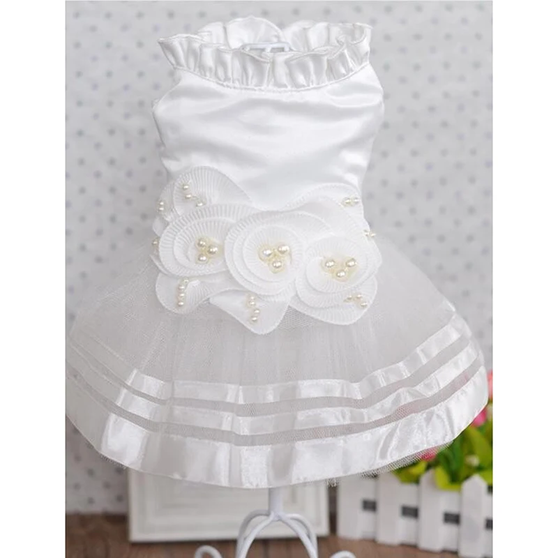 Платье для собак ручной работы с жемчужной инкрустацией летняя одежда платья