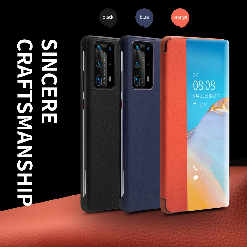 Чехол QIALINO для Huawei P30/P40 Pro из натуральной кожи|Бамперы| |