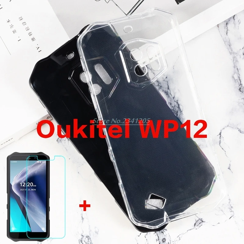 

Transparent Phone Case For Oukitel WP12 Back Cover Soft Black TPU Case Qukitel WP12 Tempered Glass For Oukitel WP12 Pro Pelicula