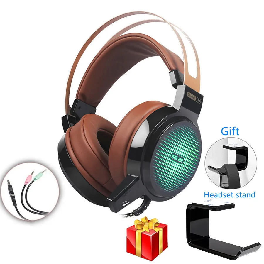 

Salar C13 Gaming Big Headset Wired Headphones with Mic/LED Light Over Ear Stereo Deep Bass for PC Computer Gamer Earphone