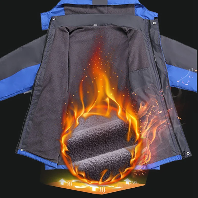 

Men Women Winter Heated Hiking Jacket Thick Hooded Breathable Waterproof Climbing Coat Polar Fleece Ski Jacket Rain Jacket