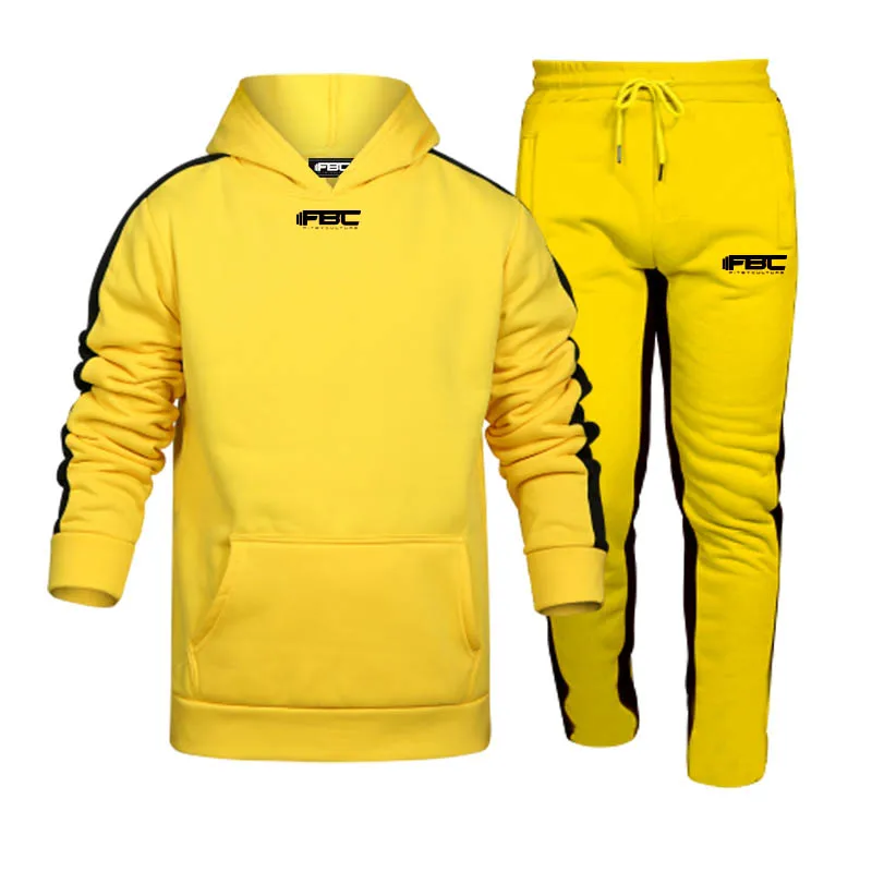 Мужской спортивный костюм из двух предметов повседневная хлопковая толстовка с