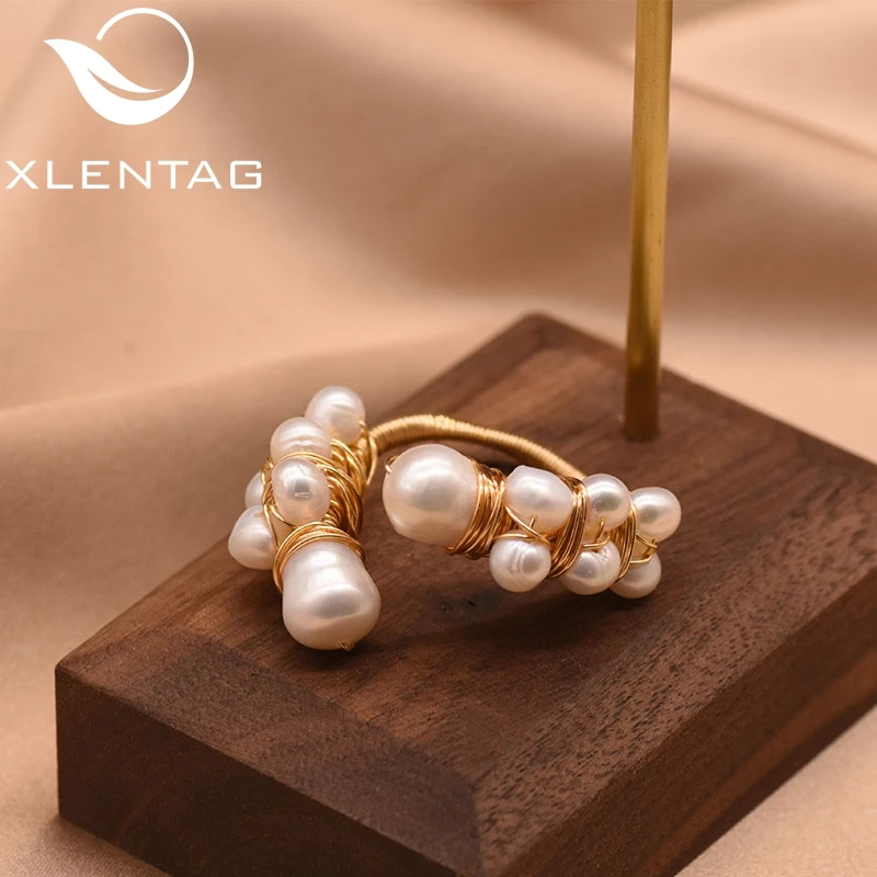 Женские винтажные кольца XlentAg ручной работы с натуральным белым жемчугом для