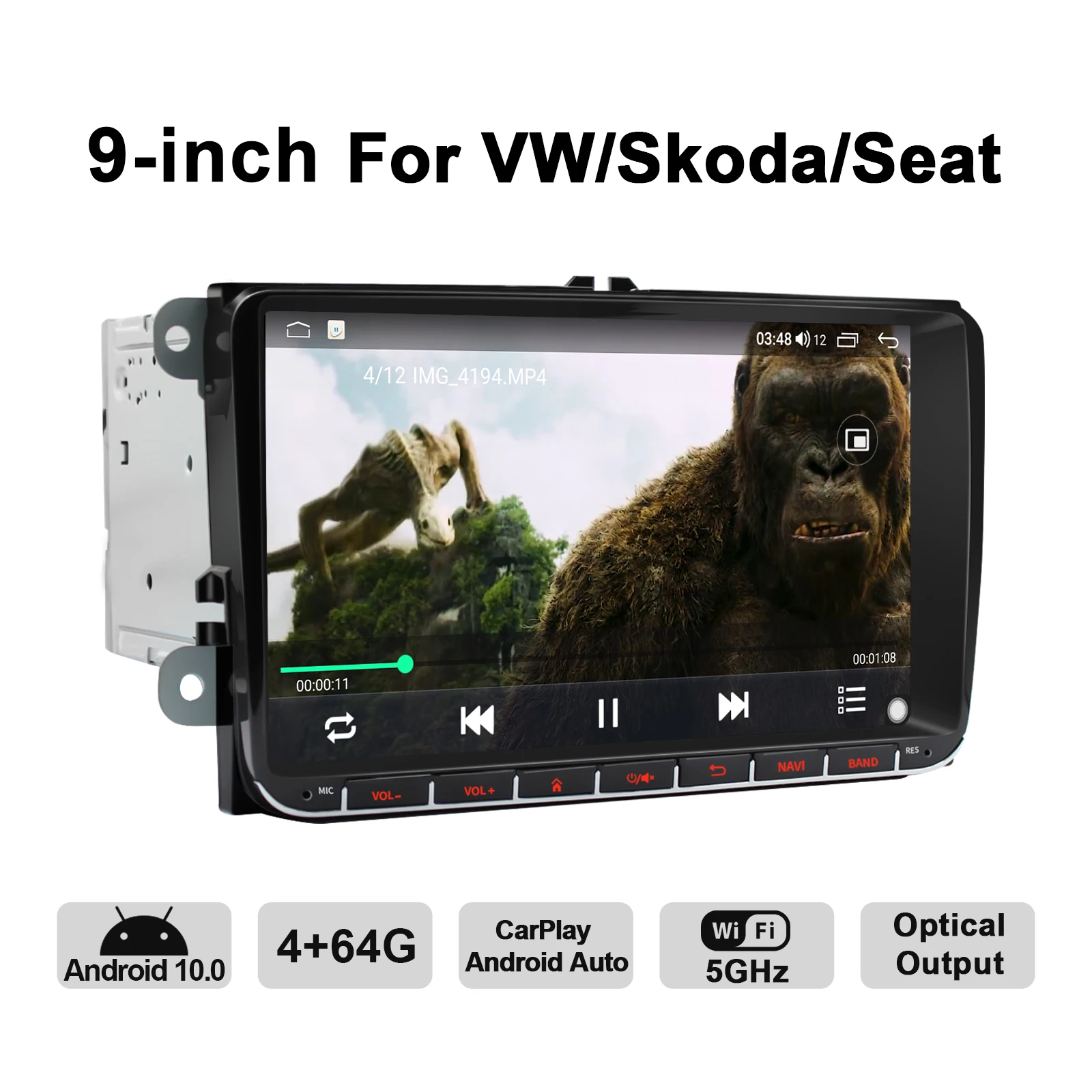 

Android 10.0 System With 9 Inch Intelligent Car Radio Player 1024*600 IPS Screen For VW/Skoda/Seat Carplay GPS 4G BT HD