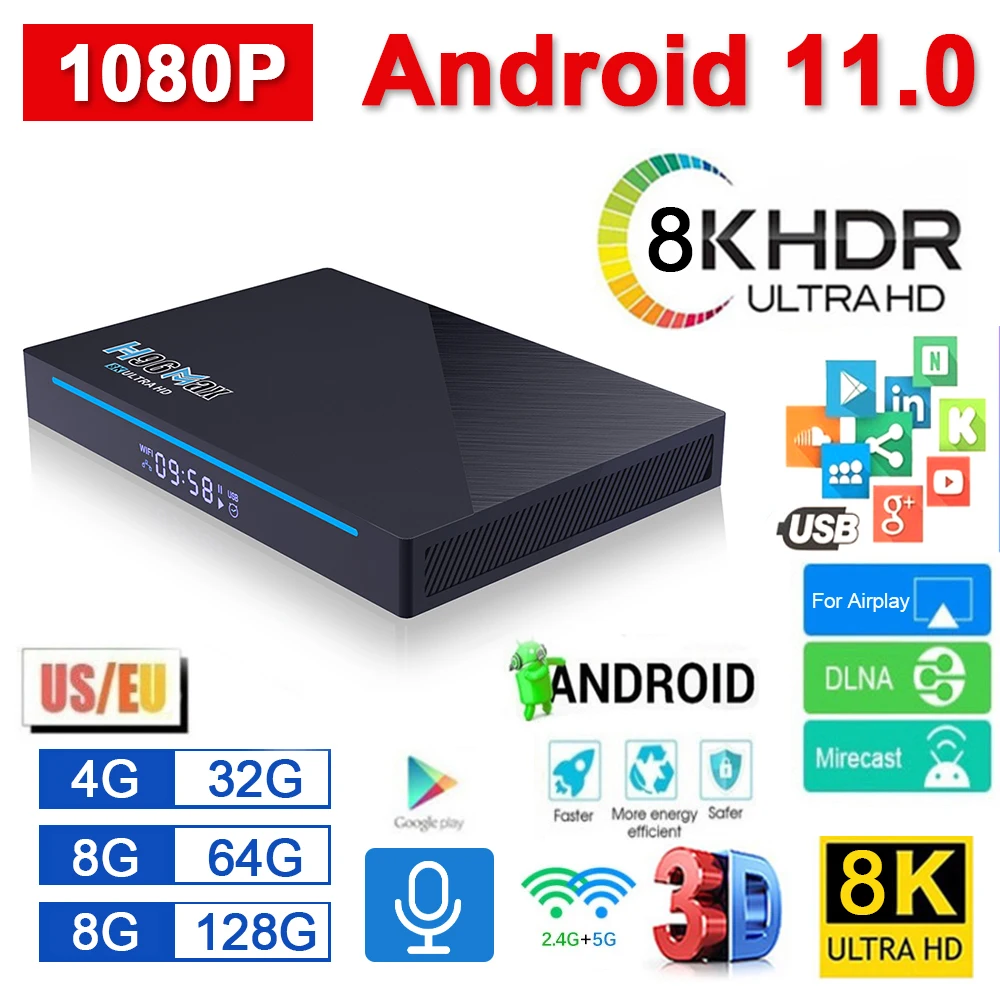 

H96 Max RK3566 Android 11.0 Top Box Smart TV Box 5G Dual Band WiFi 1080P 8K Media Player H.265 Video Decoder Network Player