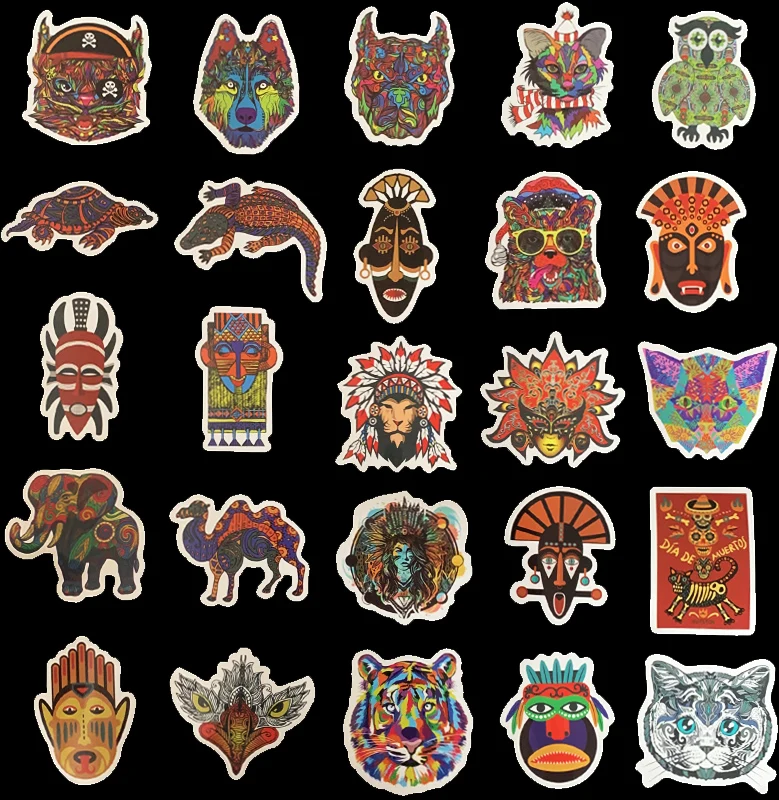 50 шт. в этническом стиле животные крутые наклейки водонепроницаемый DIY каракули