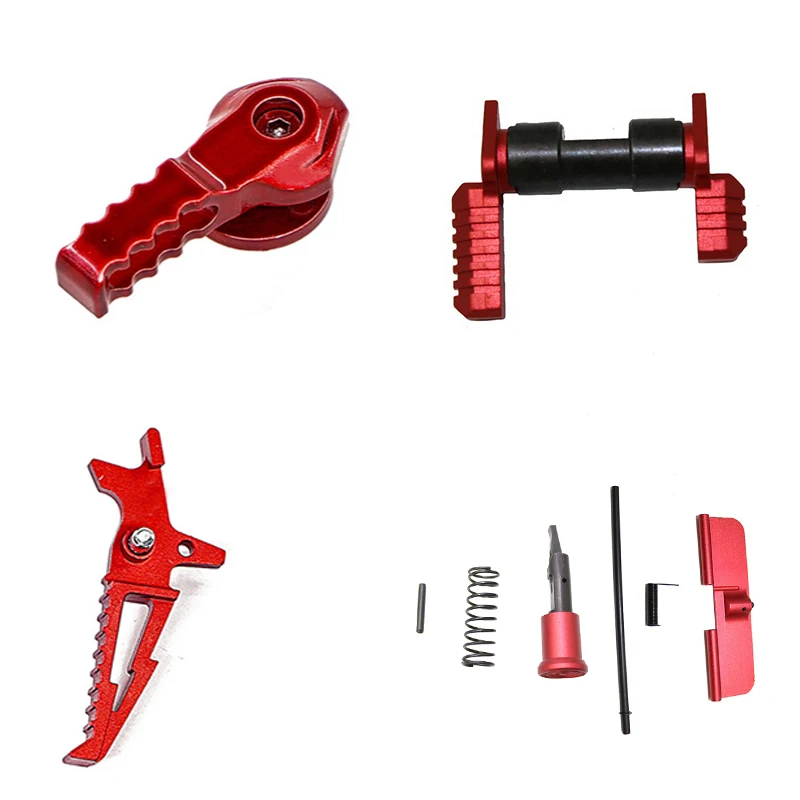 

Tactical Aluminum Alloy Steel CNC IPSC Magazine Release Catch Set For M4/m16 AEG Airsoft Red Accessories Safety Selector Switch