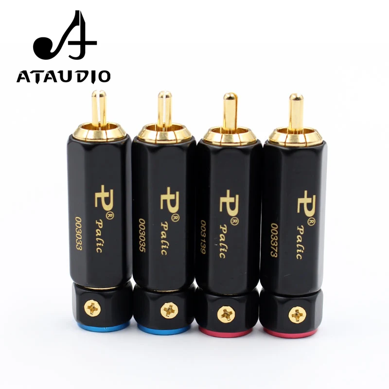 4 шт ATAUDIO позолоченный HIFI RCA штекер Hi end самоблокирующийся A/V разъем для аудио