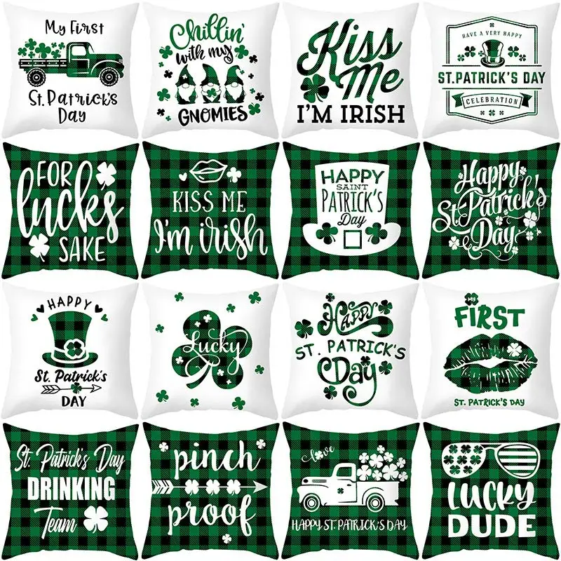 

Polyester Peach Skin Pillowcases Single-side Customizable St. Patrick's Day Printed Sofa Decoration Cushion Cover 45 * 45 cm 1pc