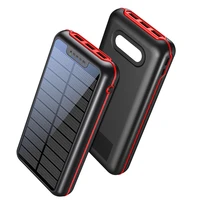 solar power bank 30000mah portable charger external battery powerbank with camping light for iphone 12 samsung xiaomi poverbank