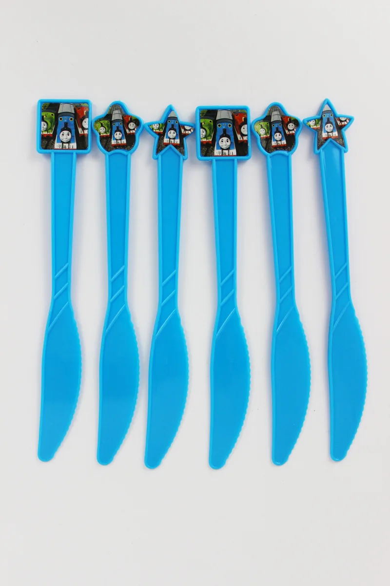 6pcs Knife Томас поезд тематическая вечеринка на день рождения набор столовых приборов вечерние декоративная соломинка ребенок подростковый мальчик вечерние украшения - Цвет: 6pcs Knife