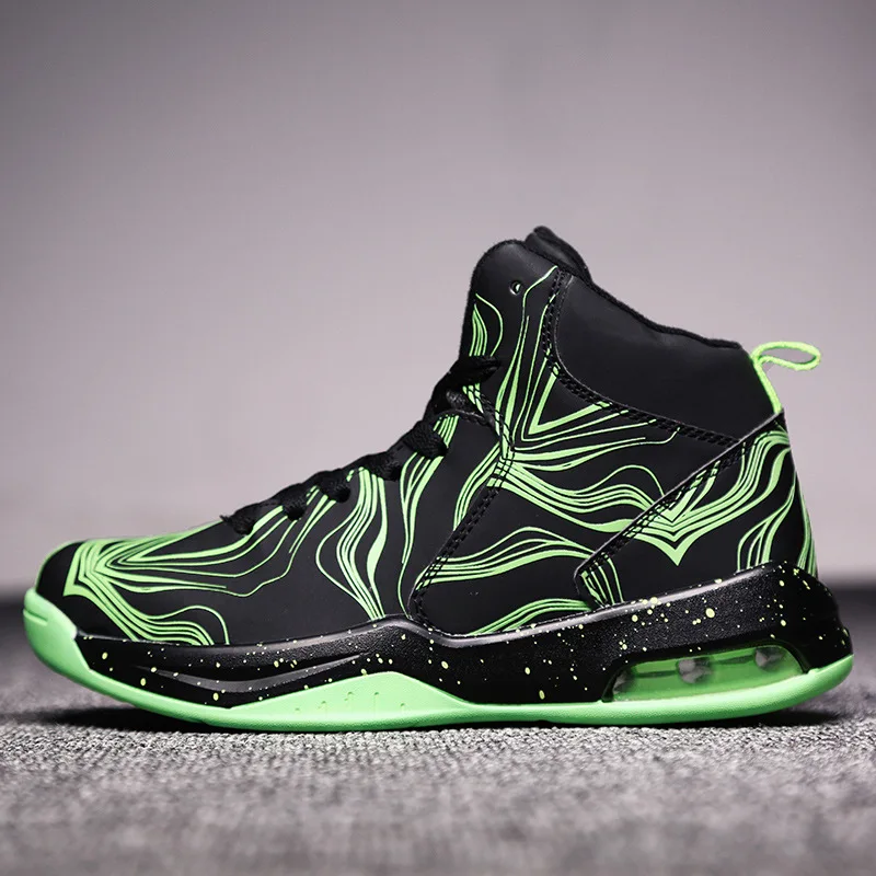 Jordan shoes high help couple night light basketball shoes shock-absorbing anti-slip wear-resistant combat boots sneakers