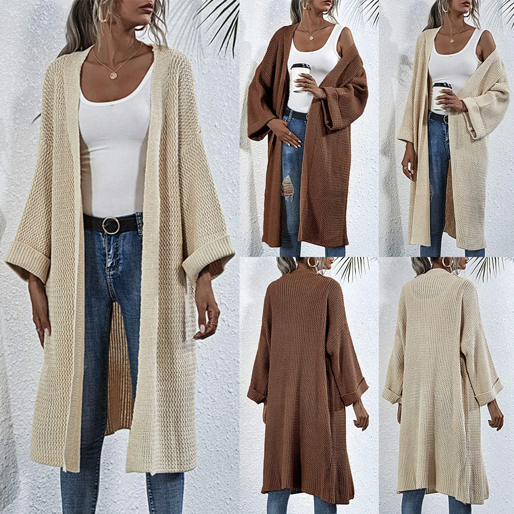

New Fashion Elegant Autumn Long Jacket Coat Women Ladies Long Sleeve Slim Knitted Cardigan Outwear Sweater Women Streetwear D30