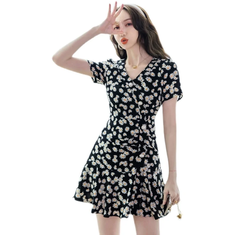

COIGARSAM Floral Print Women one-piece dress korean New Summer Dresses 9032