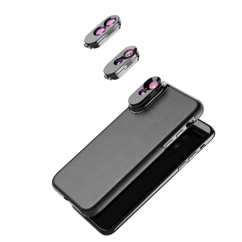 

APEXEL 3 in 1 Lens Sets Wide Zoom Lens + Fisheye Lens +Dual Macro Lens Kit With Phone Case For iPhoneX/XS