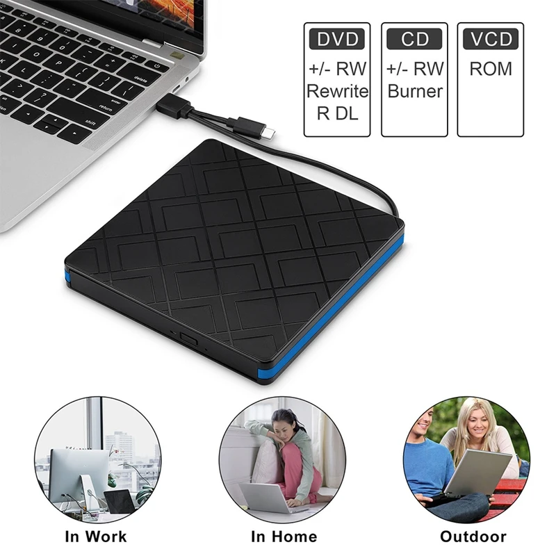 Устройство записи DVD внешний CD DVD-привод USB Type-C 3.0 портативный DVD-проигрыватель
