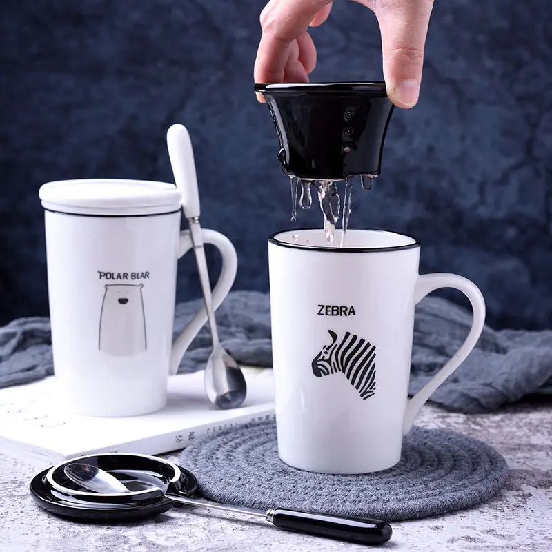 Creative Ceramic Cup Cactus Large Capacity Mug Couple Filter Breakfast Cups and Mugs Travel Coffee | Дом и сад