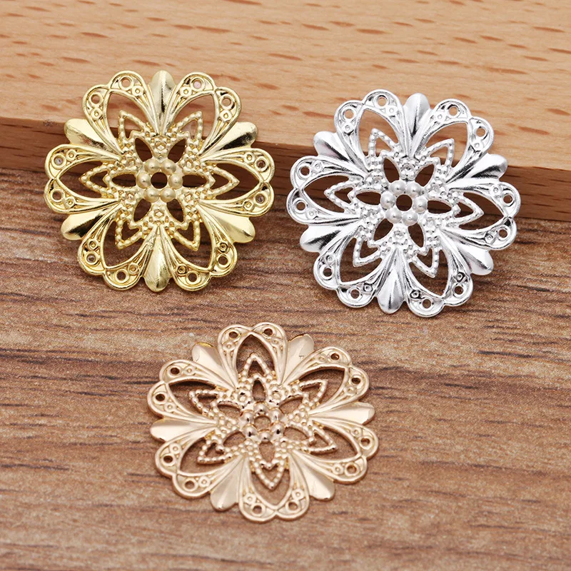 20 шт./лот 21 мм соединители для цветов с отверстиями латунные филигранные подвески