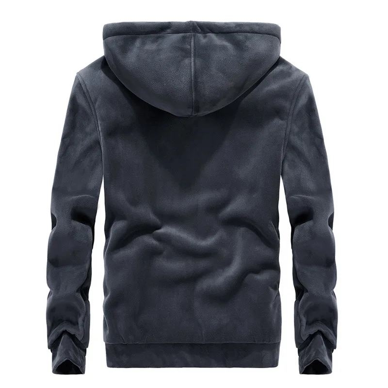 

Winter Fleece Hoodie Sweatshirt Men Casual Slim Thick Warm Zipper Hooded Coat Streetwear Plus Velvet Windbreaker Jacket Men 8XL