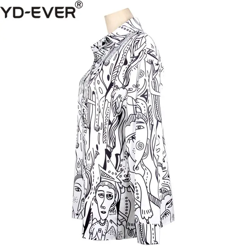 Блузка женская свободного кроя с длинным рукавом и принтом лица | Женская одежда