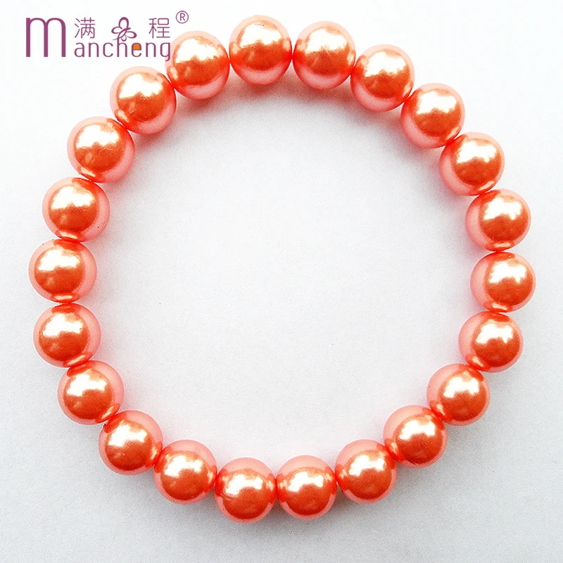 Качественный идеально розовый красный жемчужный браслет 10 мм для девушек модный