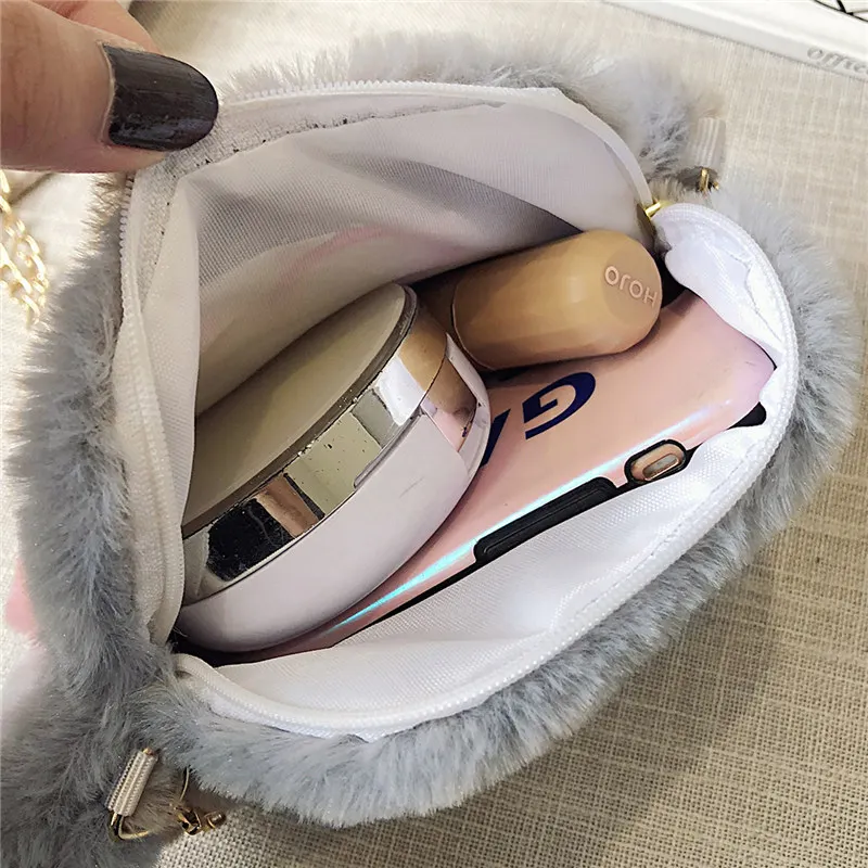 

Cute Bear Paw Girls Chain Zipper Shoulder Bag Lovely Children's Soft Plush Coin Purse Baby Boys Accessories Small Crossbody Bags