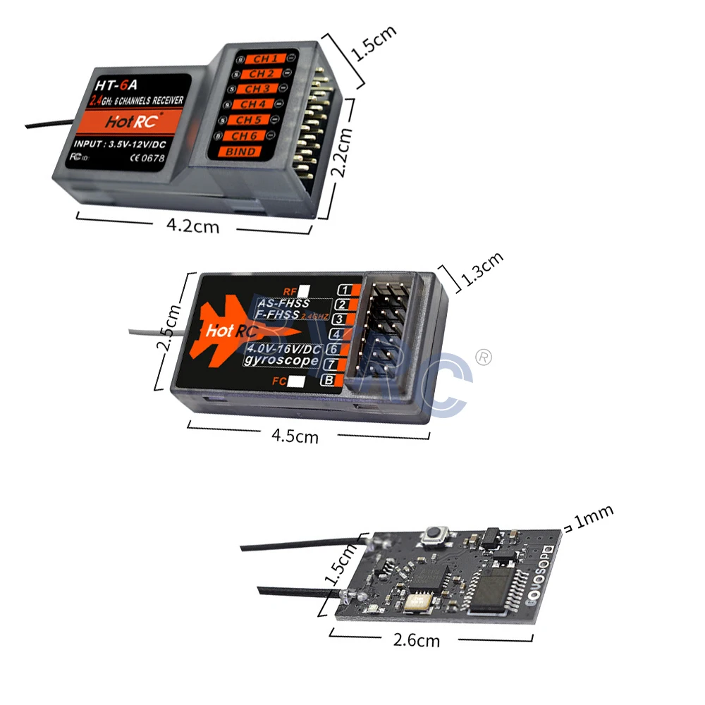 HOTRC CT-400 CT-600 HT-6A KT-6A PWM FC Полетный контроллер SBUS 2 4G приемник для FHSS радиосистемы FPV
