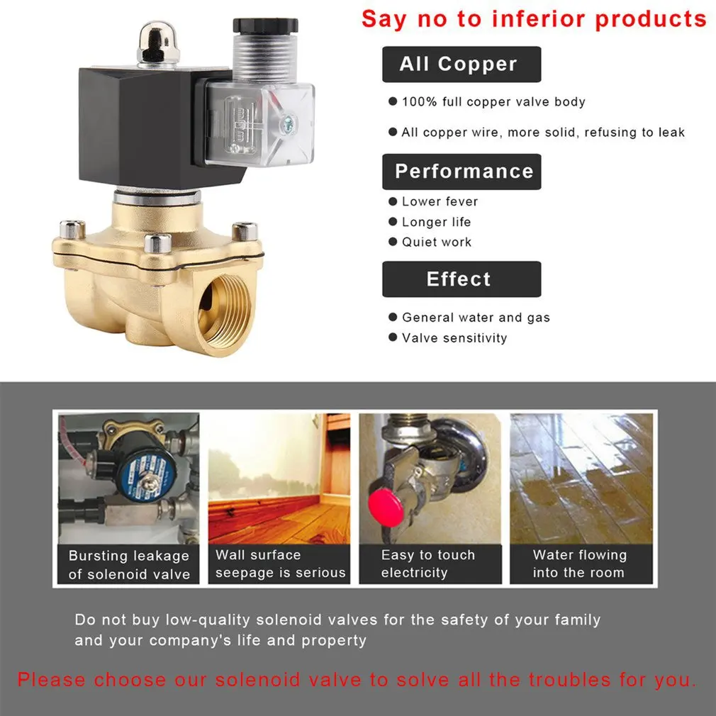 Практичный 3/4 дюйма AC 220 В 2 Вт квадратная катушка чистая медь электромагнитный