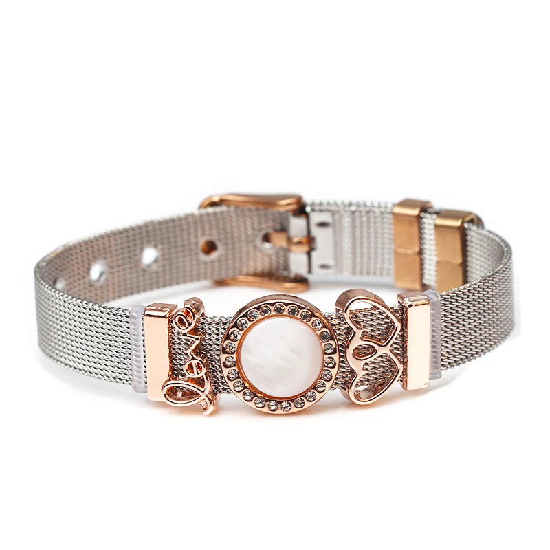 Кодовый браслет из нержавеющей стали двухцветные браслеты с сеткой для женщин