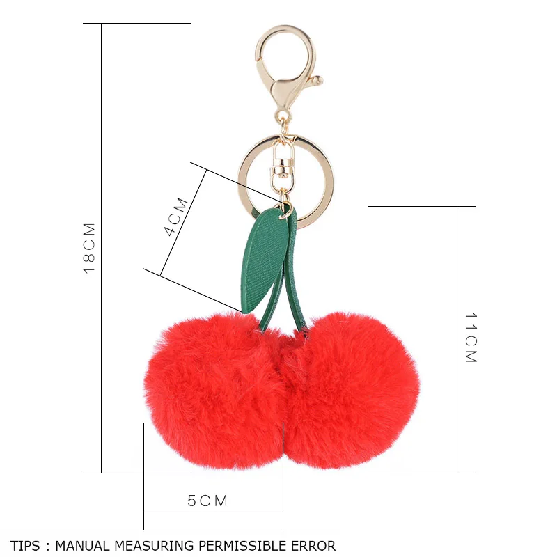 Милый плюшевый брелок с искусственным кроличьим мехом вишни триколор сумка