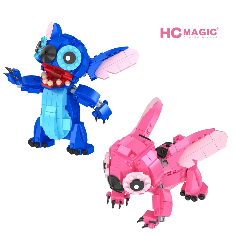 

HC Blocks Cartoon Building Bricks Stitch Angle Auction Figures Deformation Model Educational Toys Anime Juguetes 350pcs for Kids