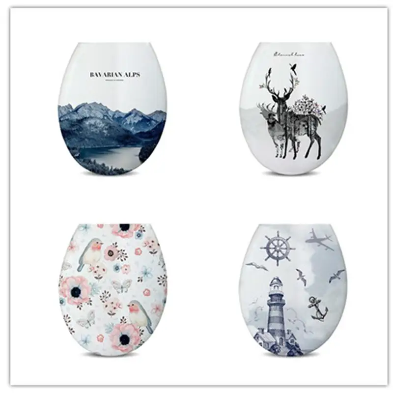 Универсальная утолщенная U-образная крышка для унитаза 18 дюймов креативные узоры