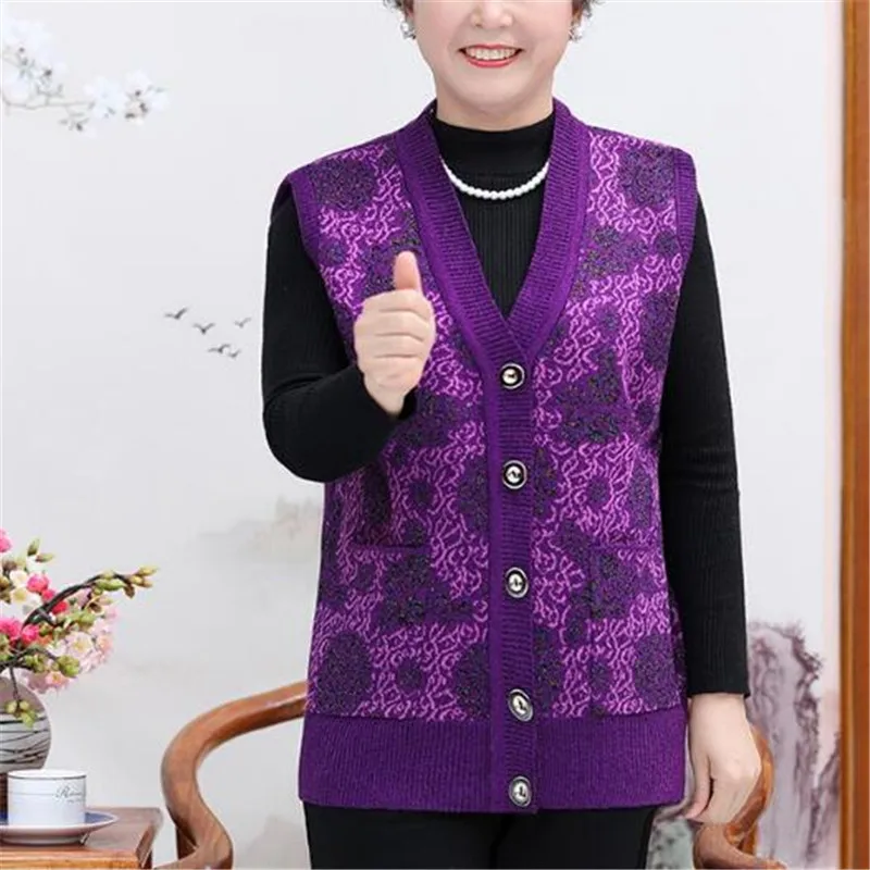 Новинка жилет для пожилых людей среднего возраста свитер женщин кардиган весны и