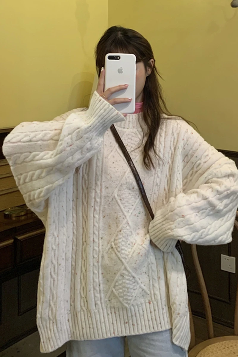 

Design sense variegated polka dot sweater autumn and winter 2020 new Korean loose turtleneck sweater women cardigan jacket trend