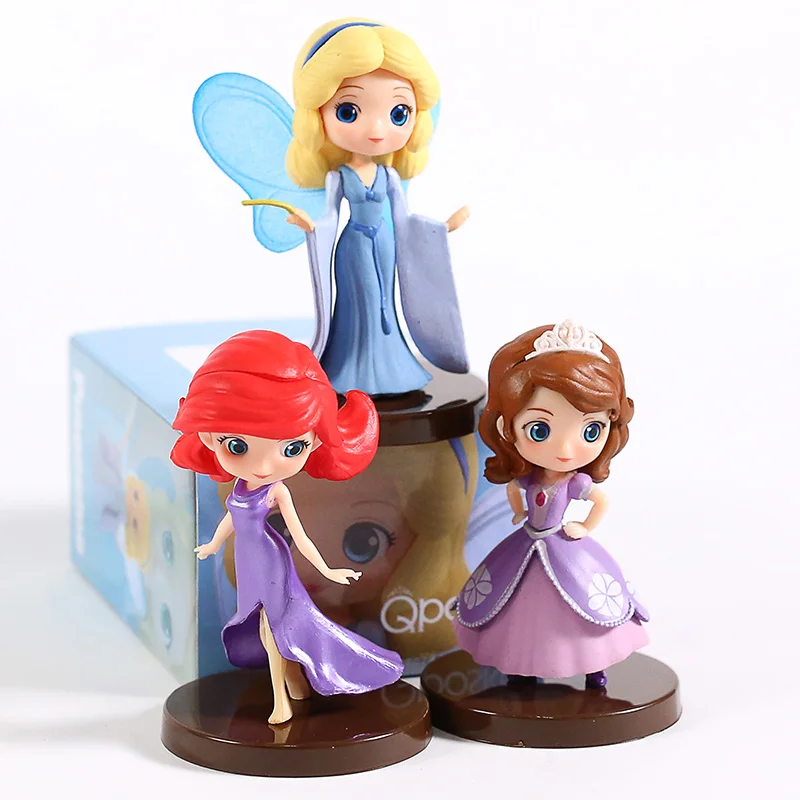 3 шт./компл. Q Posket персонажи Petit Princess София Ариэль синяя Фея фигурки аниме коллекционные куклы детские игрушки