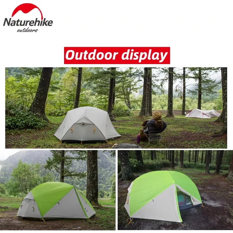 Палатка Naturehike Mongar туристическая на 2 человек 1 8 кг 20D нейлон двухслойная 3000