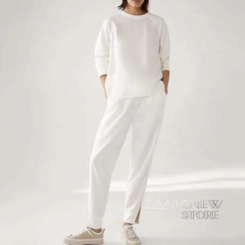 

ZAAHONEW 2022 осень-зима женский спортивный комплект из двух предметов модные пуловеры с круглым вырезом Свитшот + брюки Костюм Повседневный женс...