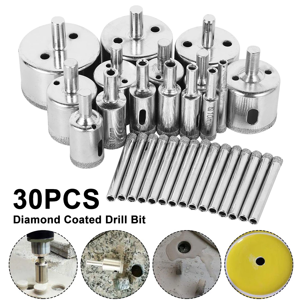 Набор сверл с алмазным покрытием для плитки мрамора стекла керамики 30 шт. сверла