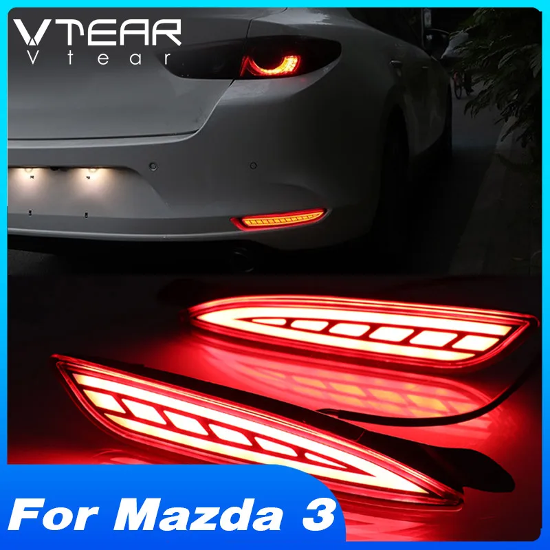 Vtear для Mazda мазда 3 2019-2021 аксессуары светодиодный задний бампер стоп светильник