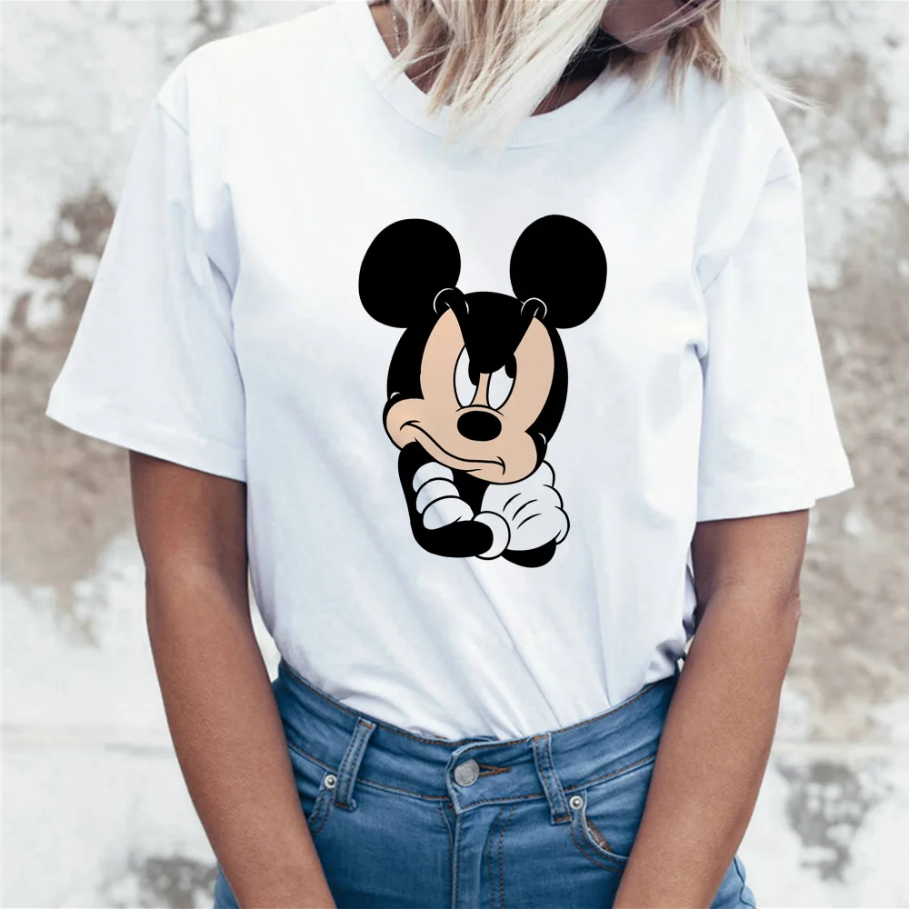 

Женская футболка с коротким рукавом, круглым вырезом и мультяшным принтом