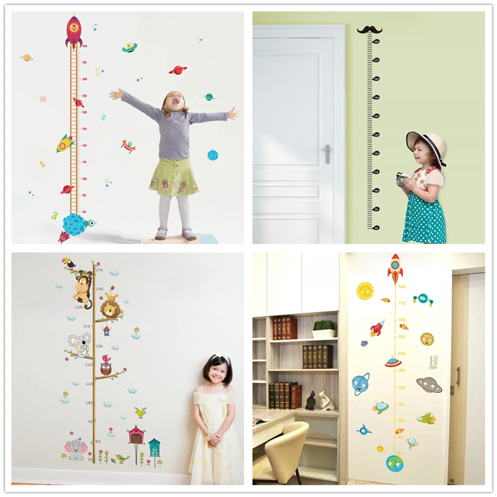 Низкая цена Rocket Planet детские настенные Стикеры с измерением высоты для детской